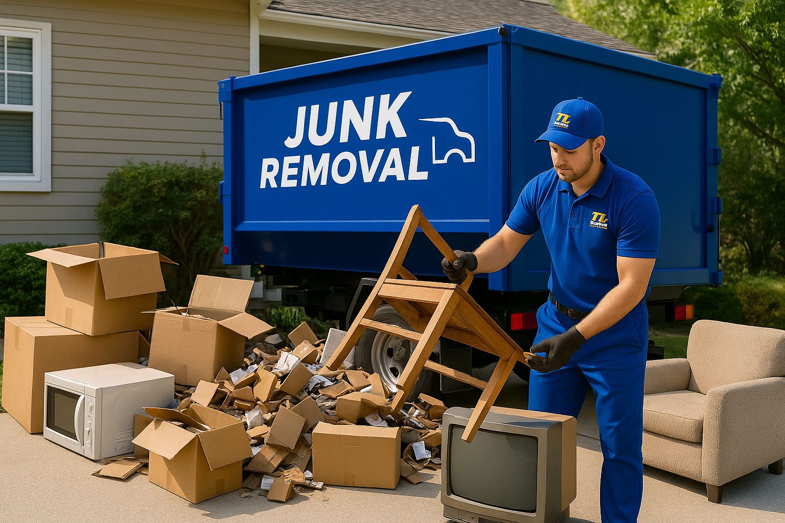 We clean up what's left behind. Furniture, appliances, boxes—gone.